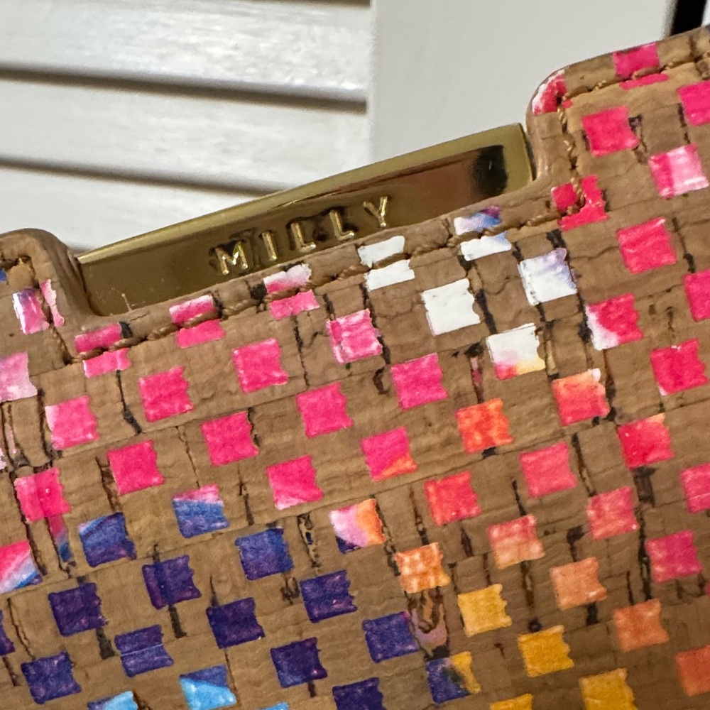 EUC! MILLY Colorful Woven Printed Bag Clutch with Gold Frame - Picture 4 of 11